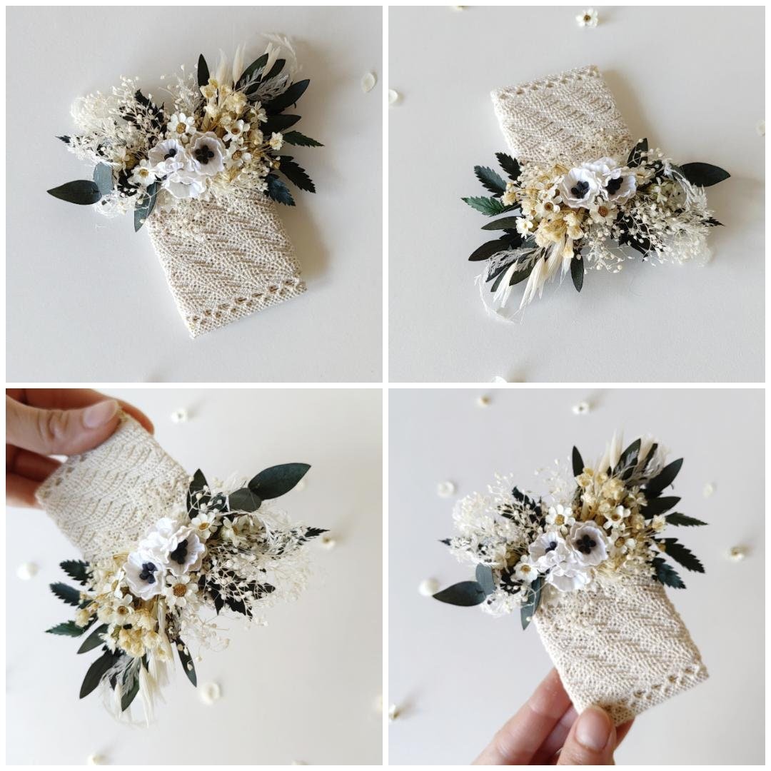 Sunflower Wedding Boutonniere: Anemone & Purple Flowers, Groom Corsage – handmade floral hair accessory by magaela