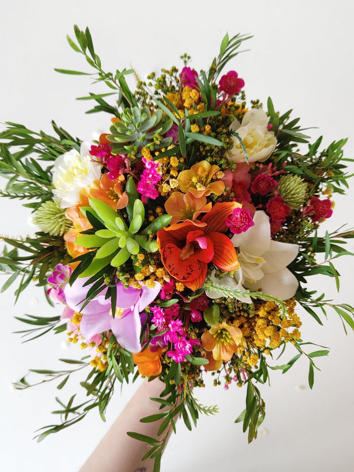 Tropical Bridal Bouquet: Aloha Hawaii Style, Summer Beach Wedding – handmade floral hair accessory by magaela