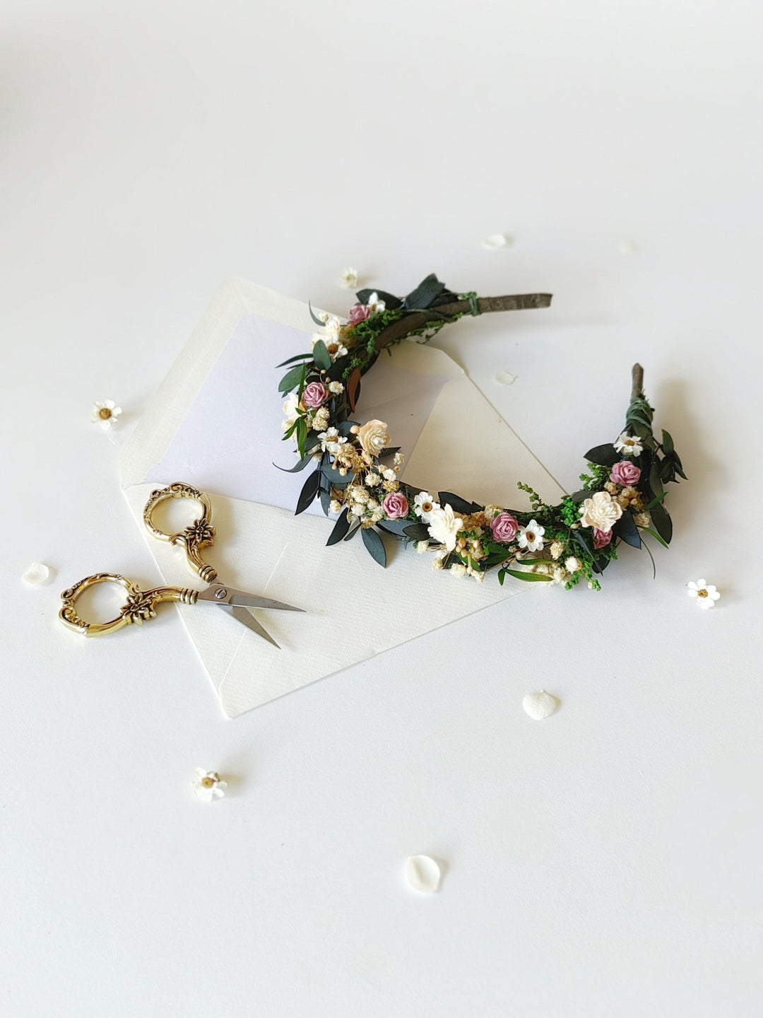 Pink Rose Floral Headband: Romantic Bridal Flower Crown – handmade floral hair accessory by magaela