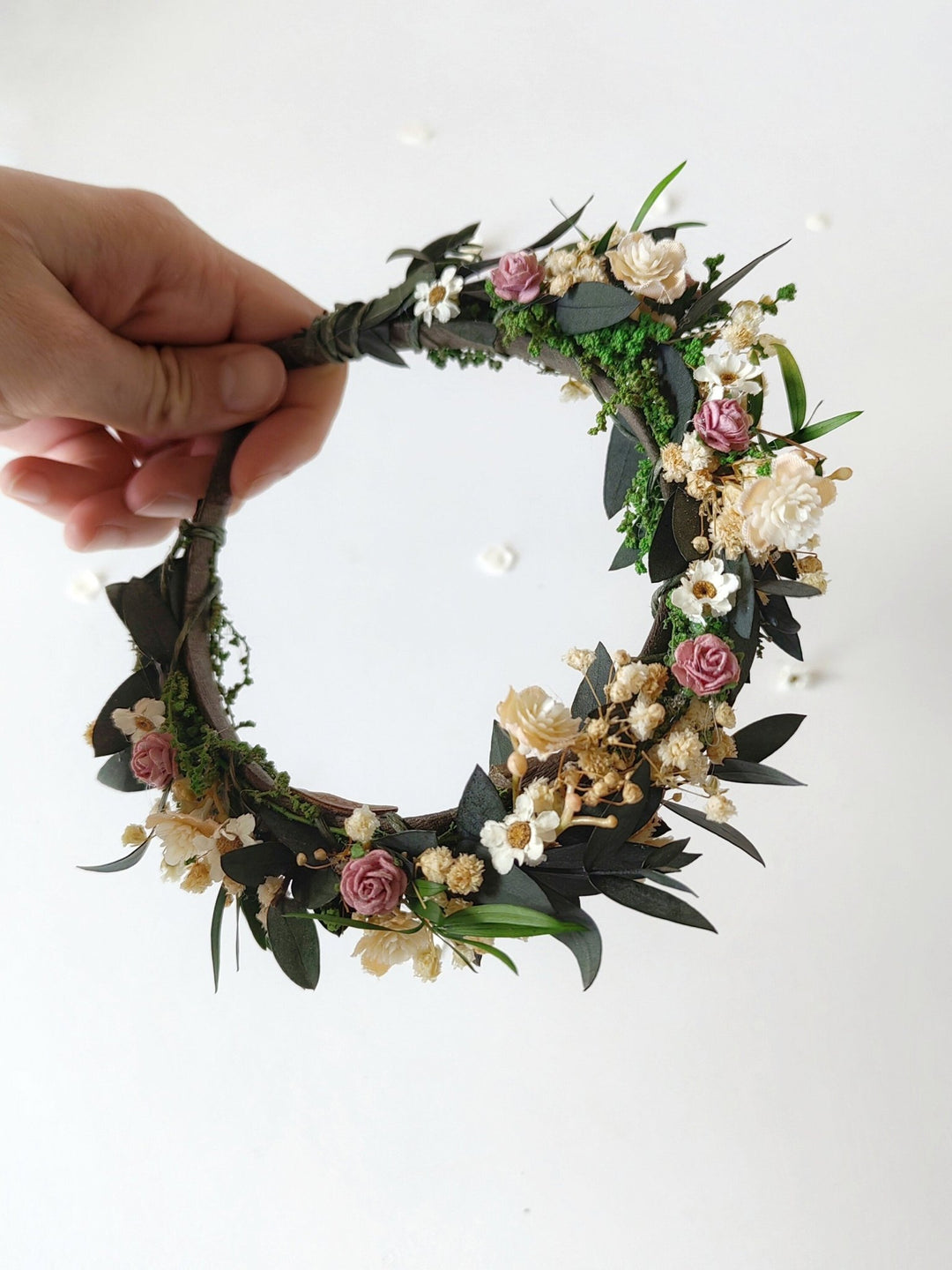 Pink Rose Floral Headband: Romantic Bridal Flower Crown – handmade floral hair accessory by magaela