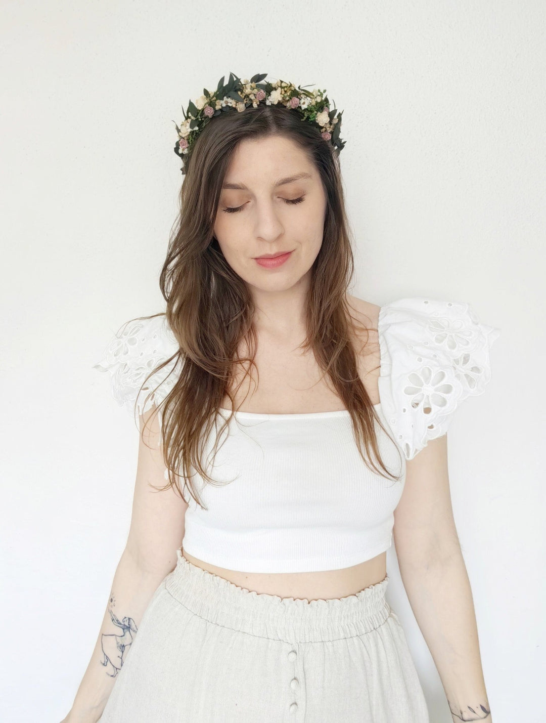 Pink Rose Floral Headband: Romantic Bridal Flower Crown – handmade floral hair accessory by magaela