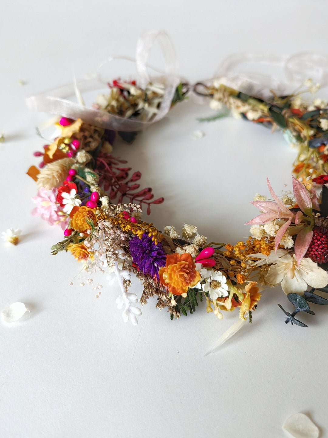 Wildflower Hair Crown: Boho Bridal Wreath, Summer Wedding Accessories – handmade floral hair accessory by magaela