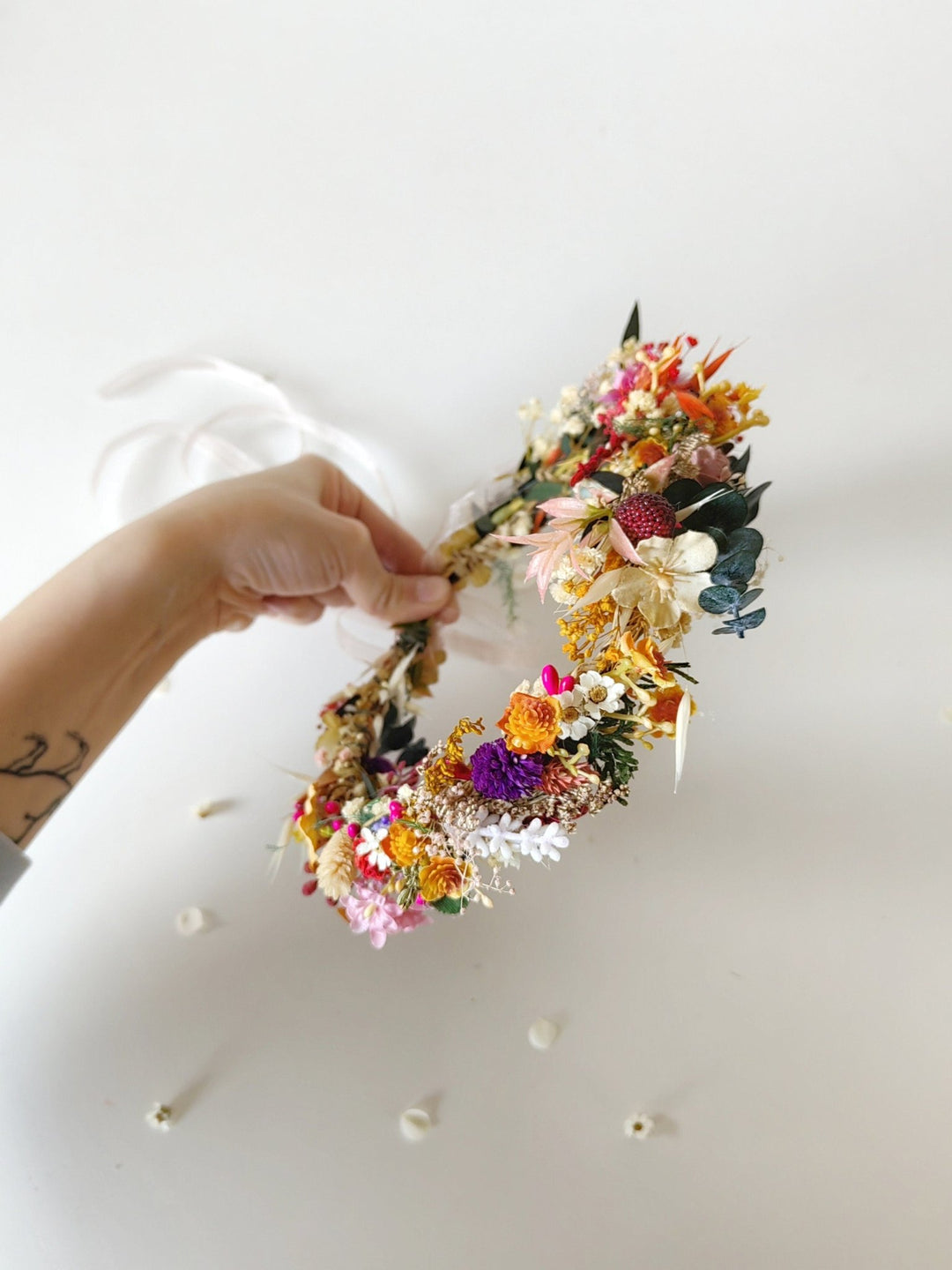 Wildflower Hair Crown: Boho Bridal Wreath, Summer Wedding Accessories – handmade floral hair accessory by magaela