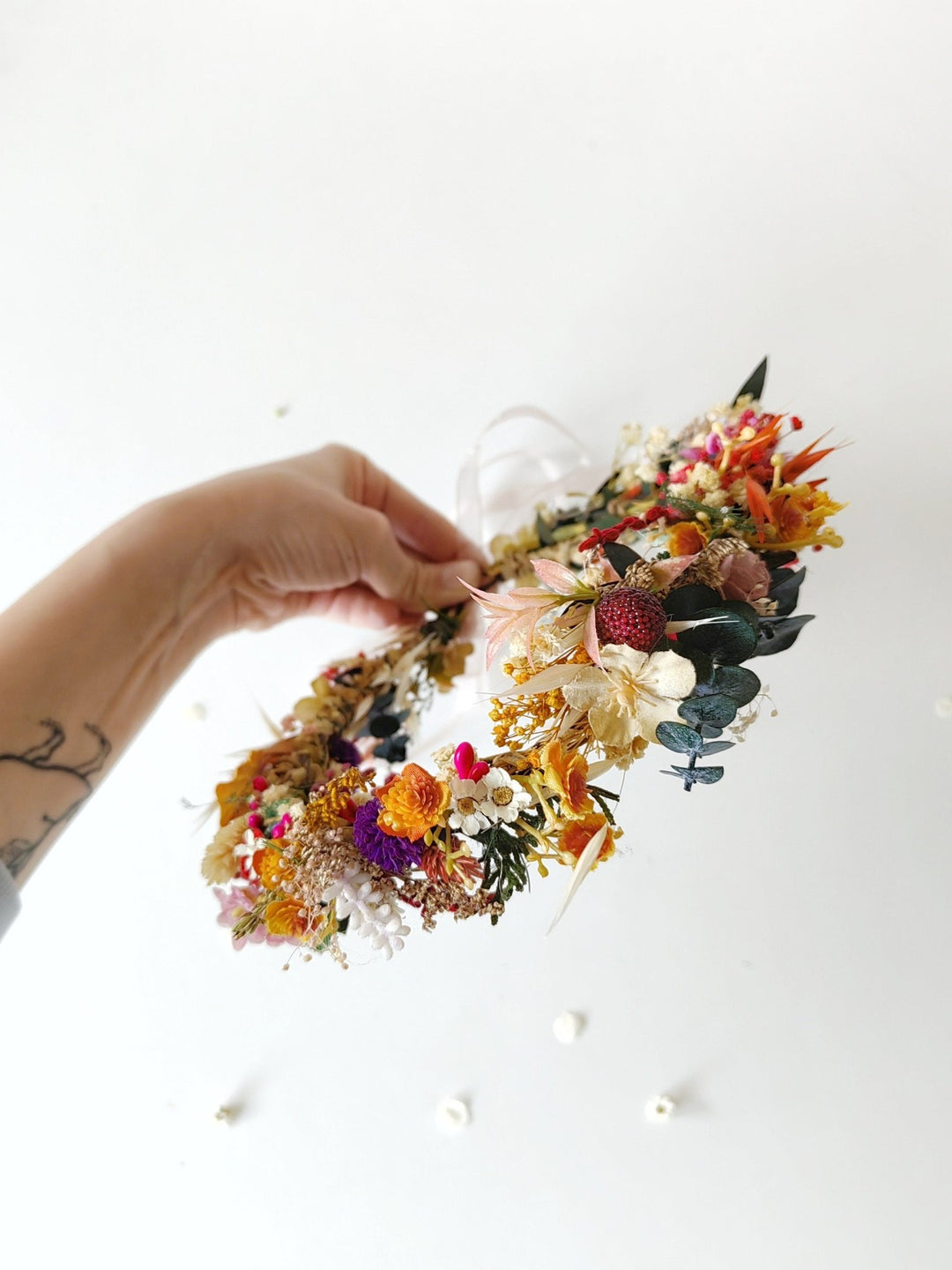 Wildflower Hair Crown: Boho Bridal Wreath, Summer Wedding Accessories – handmade floral hair accessory by magaela