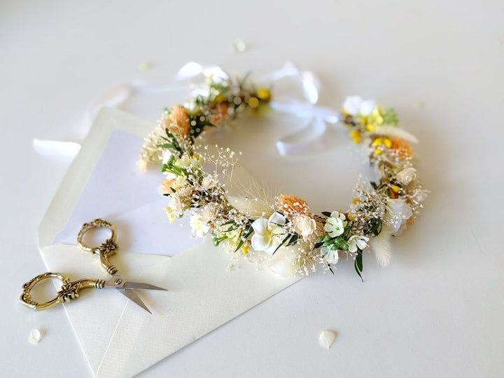 Plumeria Flower Wreath: Boho Bridal Hair, Summer Wedding – handmade floral hair accessory by magaela