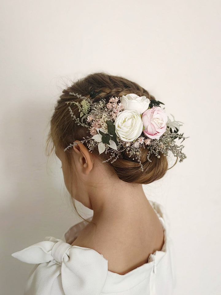 Boho Wedding Flower Crown: Romantic Hair Wreath with Comb – handmade floral hair accessory by magaela