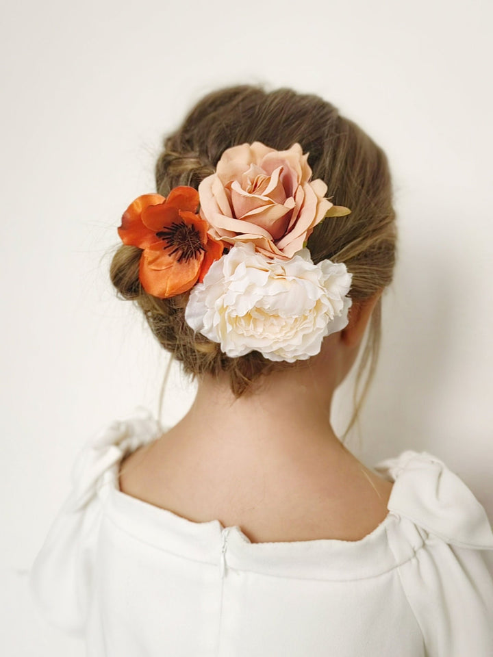 Frida Flower Hairpins: Colorful Boho Wedding Hair Accessories – handmade floral hair accessory by magaela