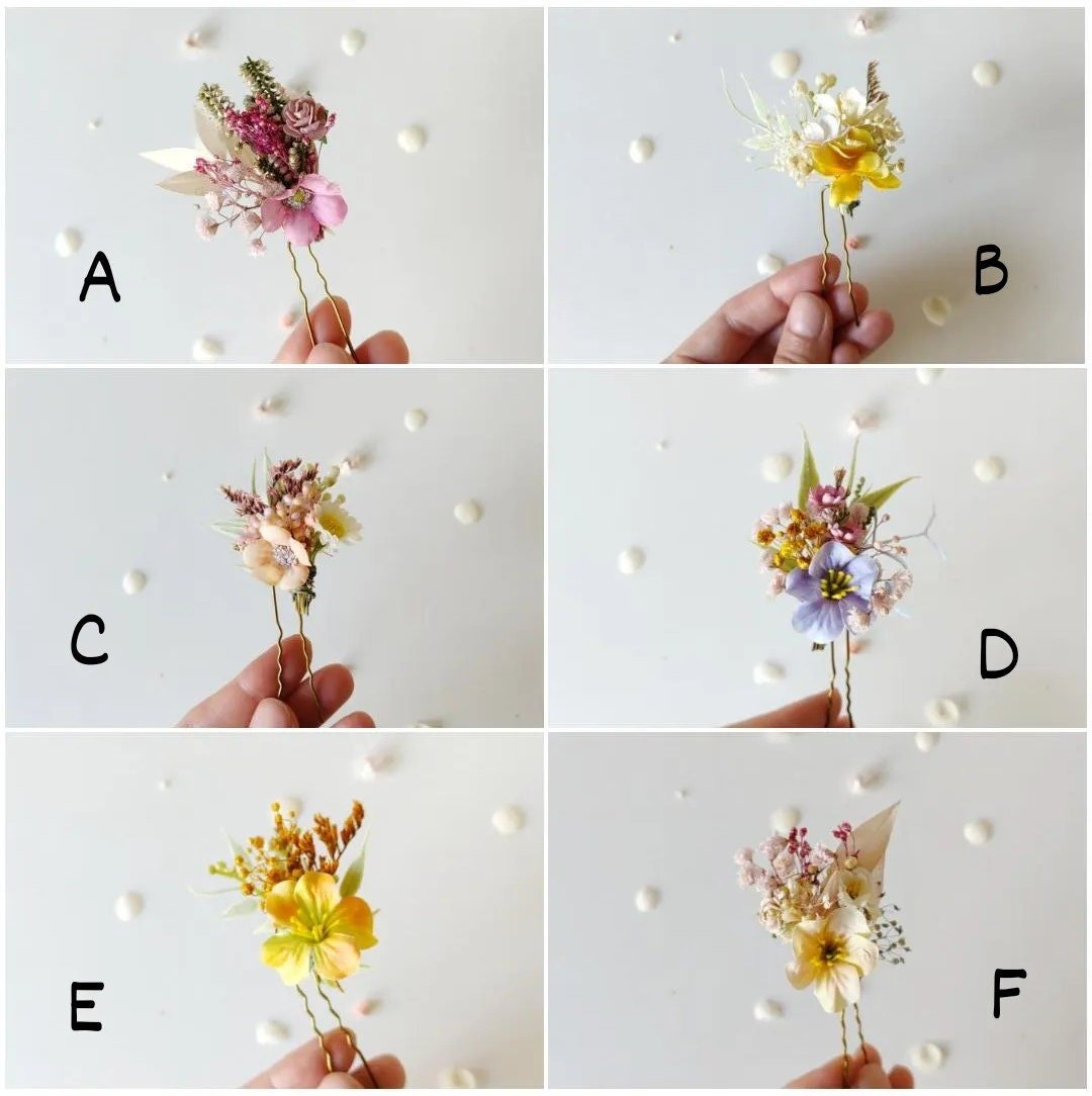 Pastel Flower Hair Pins: Boho Wedding Hair Accessories – handmade floral hair accessory by magaela