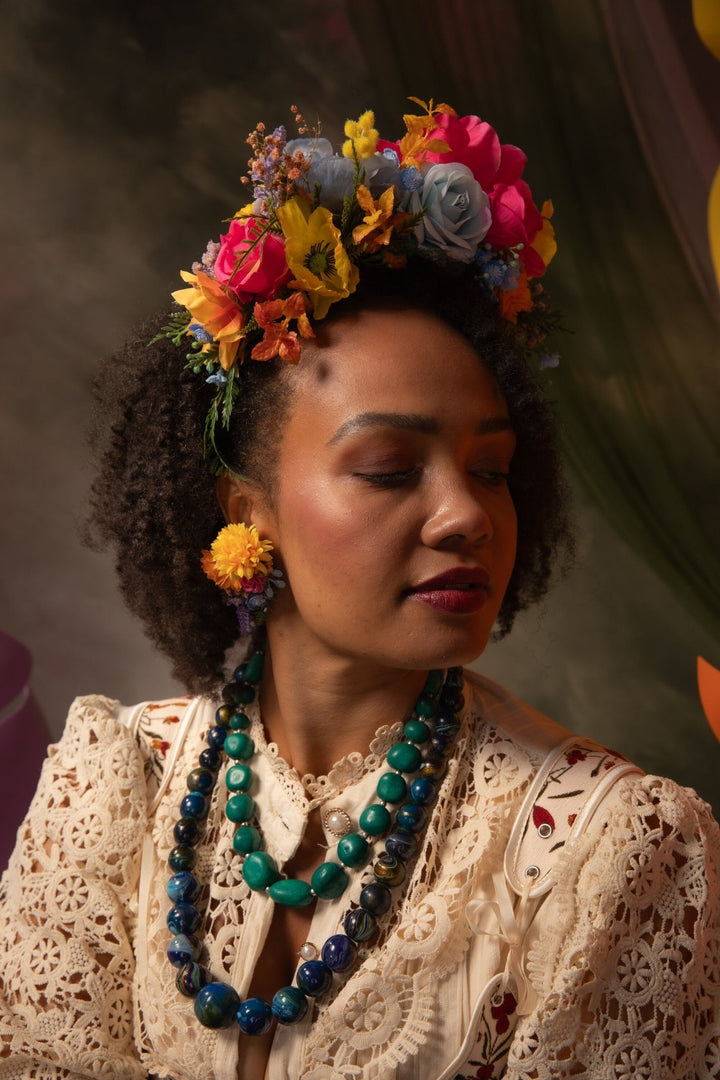 Frida Flower Headband: Magenta Floral Crown, Boho Wedding – handmade floral hair accessory by magaela