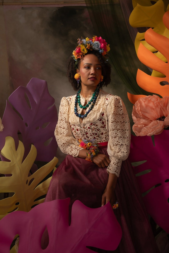 Frida Flower Headband: Magenta Floral Crown, Boho Wedding – handmade floral hair accessory by magaela