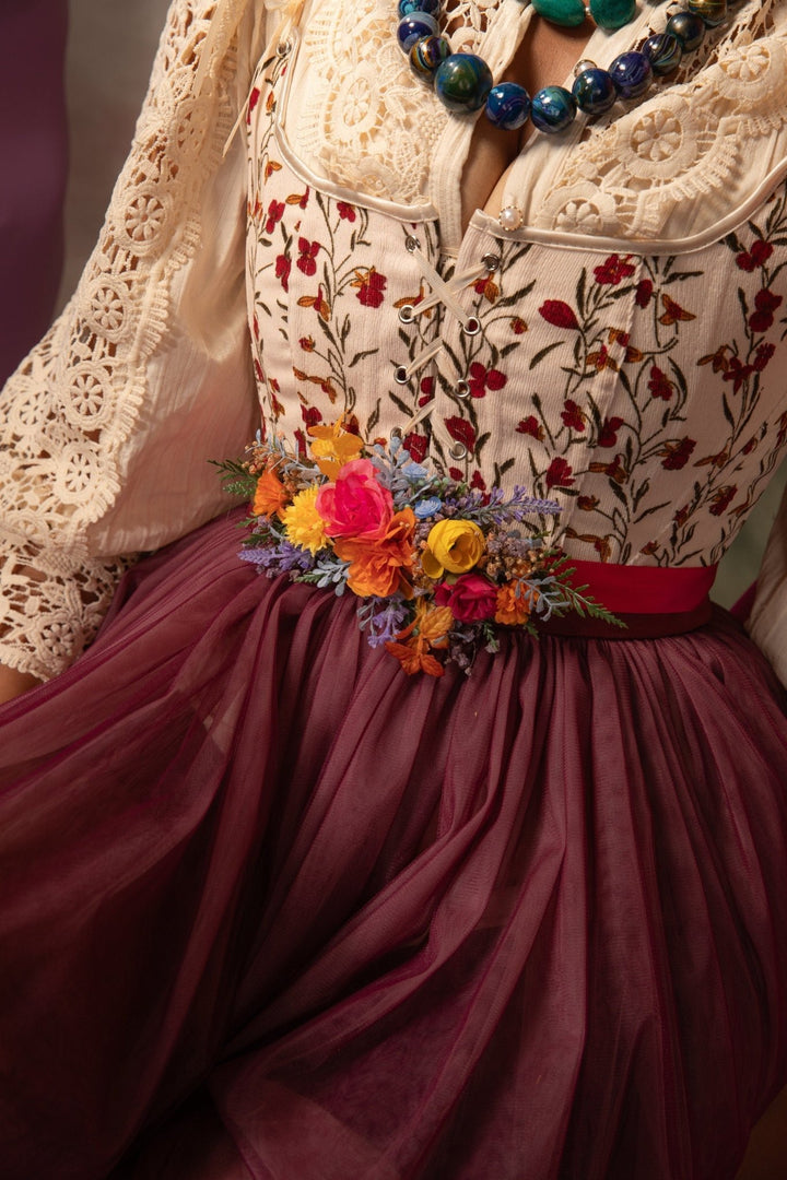 Floral Bridal Belt: Colorful Wildflower Wedding Dress Sash – handmade floral hair accessory by magaela