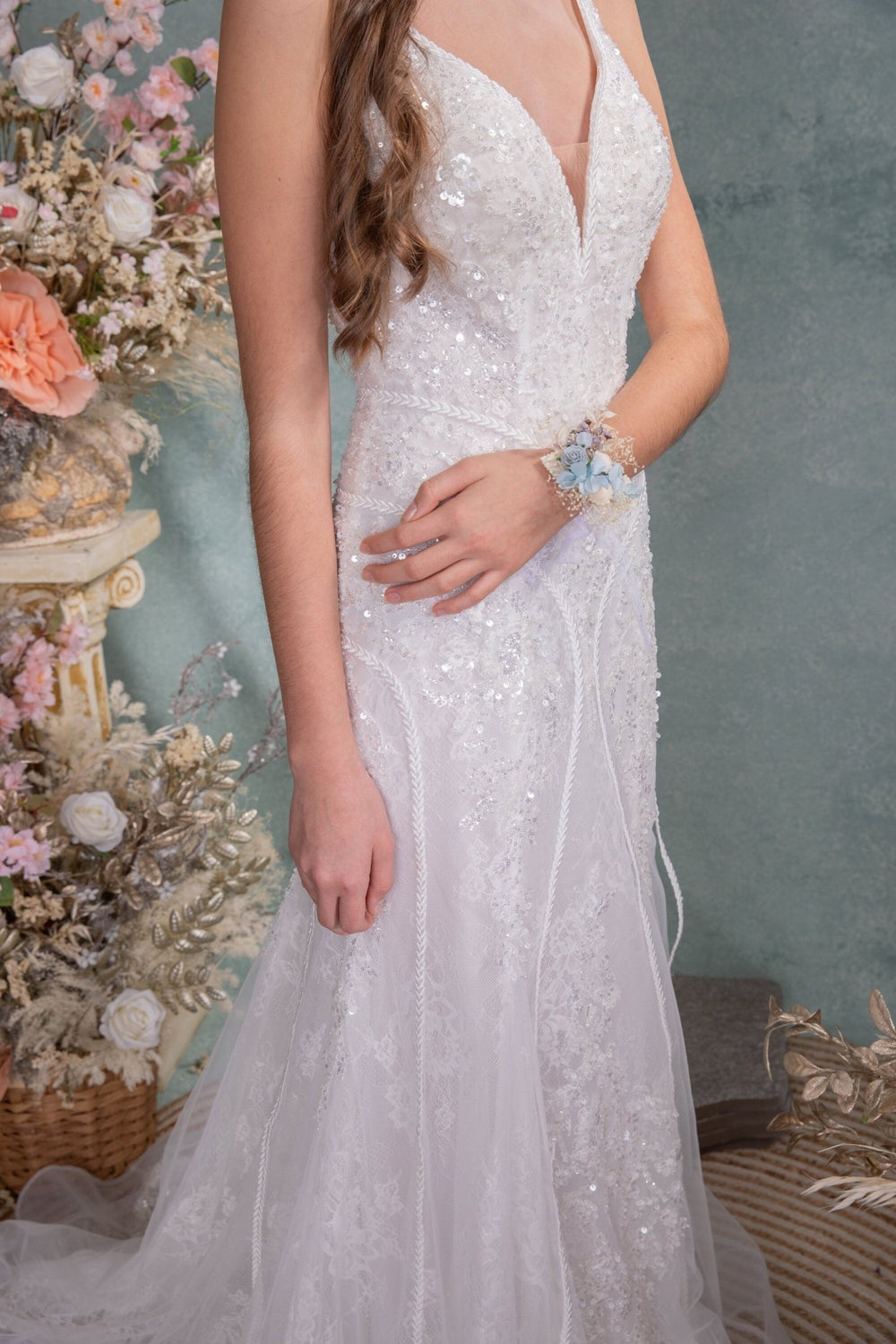 Baby Blue Hydrangea Bridal Bracelet: Preserved Flower Lace Wedding Jewelry – handmade floral hair accessory by magaela