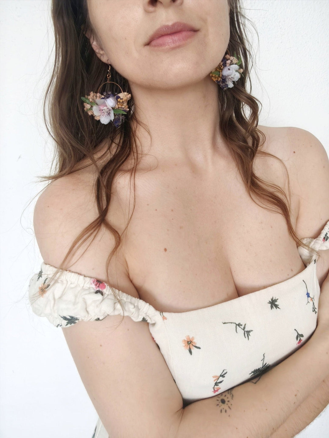 Purple Flower Earrings: Circle Wedding Jewelry, Bridal Accessories – handmade floral hair accessory by magaela