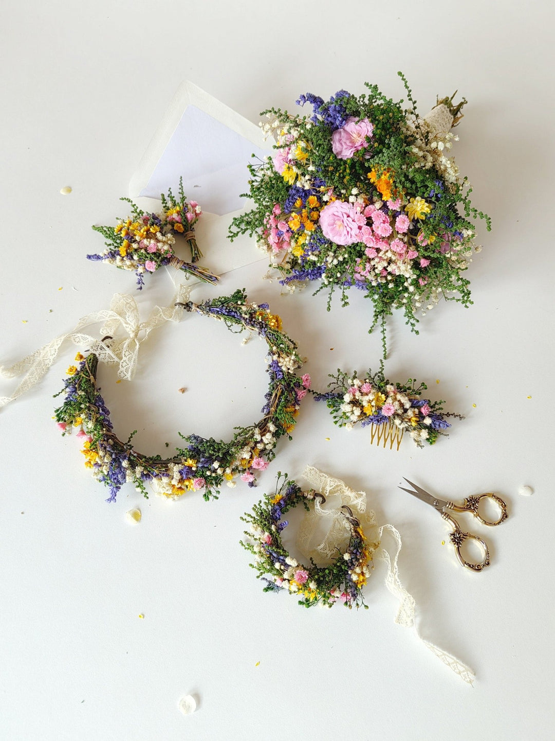 Wildflower Hair Comb: Bohemian Bridal Hair Accessory – handmade floral hair accessory by magaela