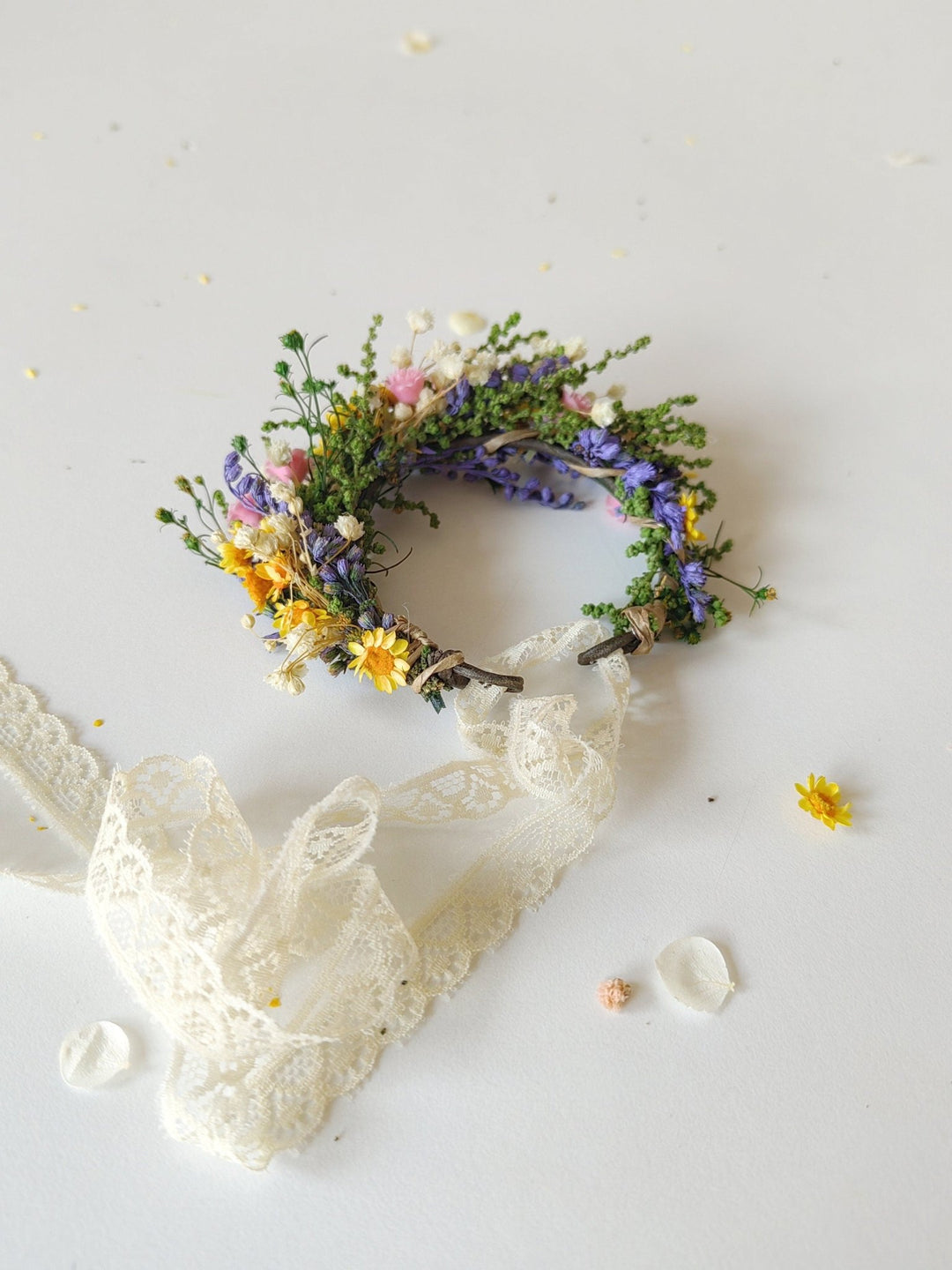 Meadow Flower Bracelet: Bridal Rainbow Floral Jewelry – handmade floral hair accessory by magaela