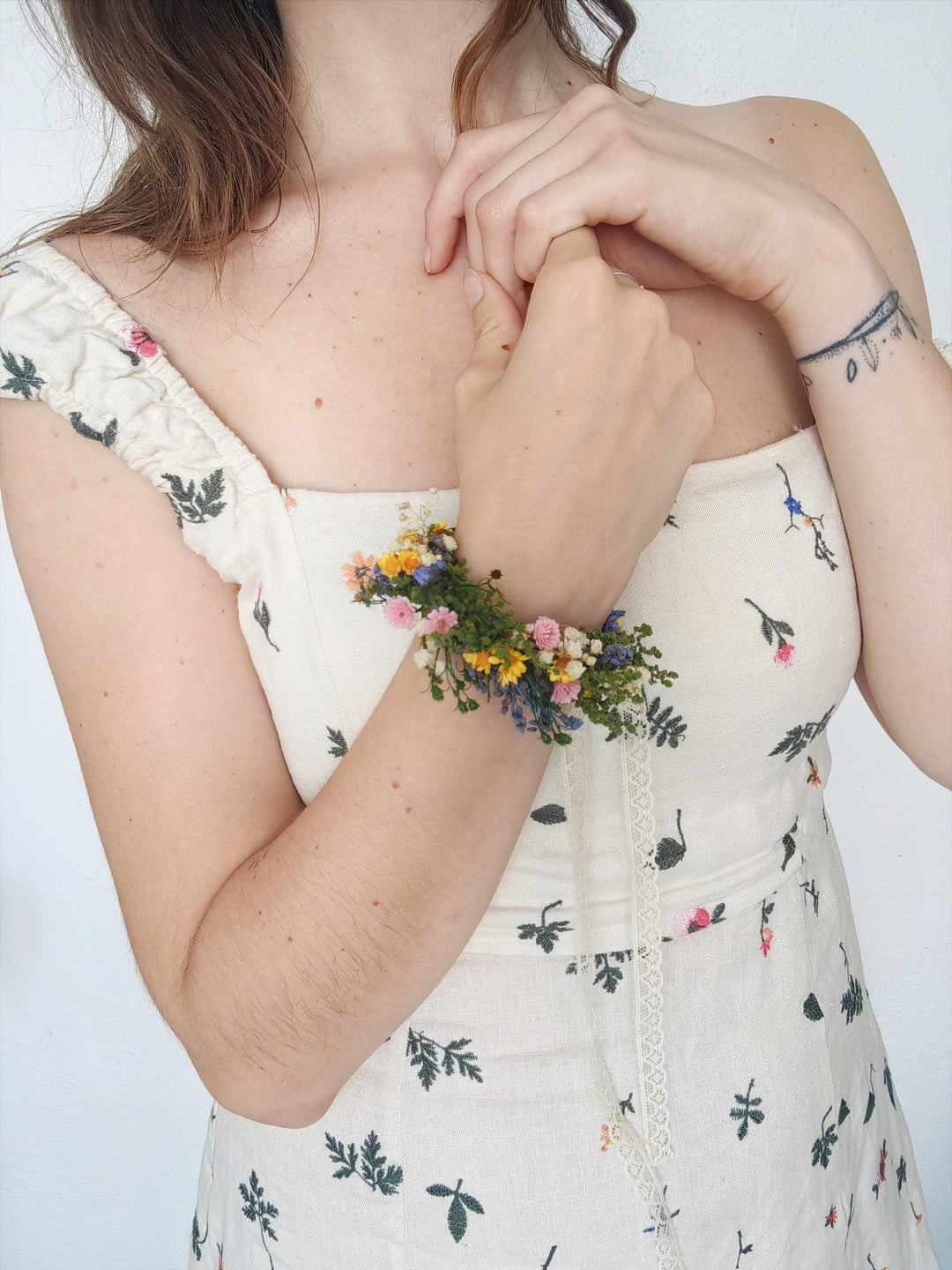 Meadow Flower Bracelet: Bridal Rainbow Floral Jewelry – handmade floral hair accessory by magaela