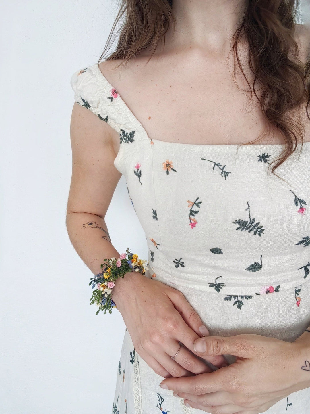 Meadow Flower Bracelet: Bridal Rainbow Floral Jewelry – handmade floral hair accessory by magaela