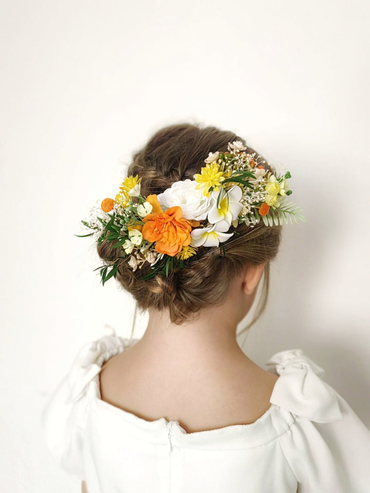 Plumeria Hair Comb & Boutonniere Set: Tropical Beach Wedding – handmade floral hair accessory by magaela