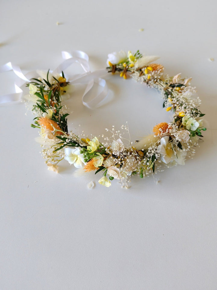Plumeria Flower Wreath: Boho Bridal Hair, Summer Wedding – handmade floral hair accessory by magaela