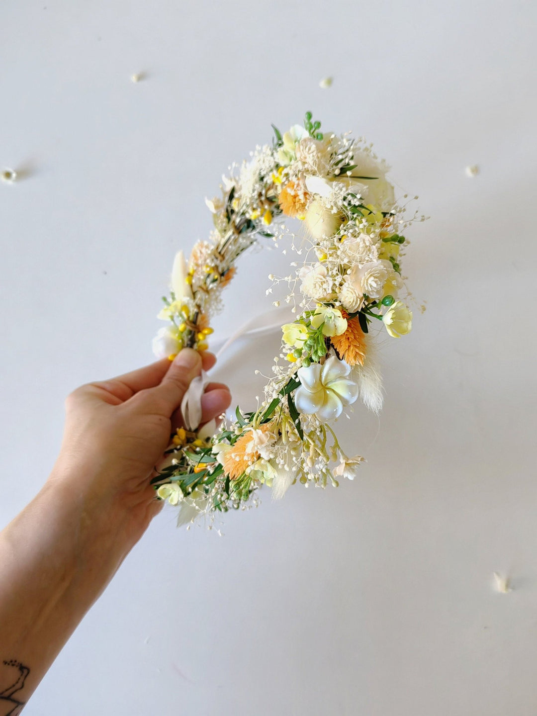 Plumeria Flower Wreath: Boho Bridal Hair, Summer Wedding – handmade floral hair accessory by magaela