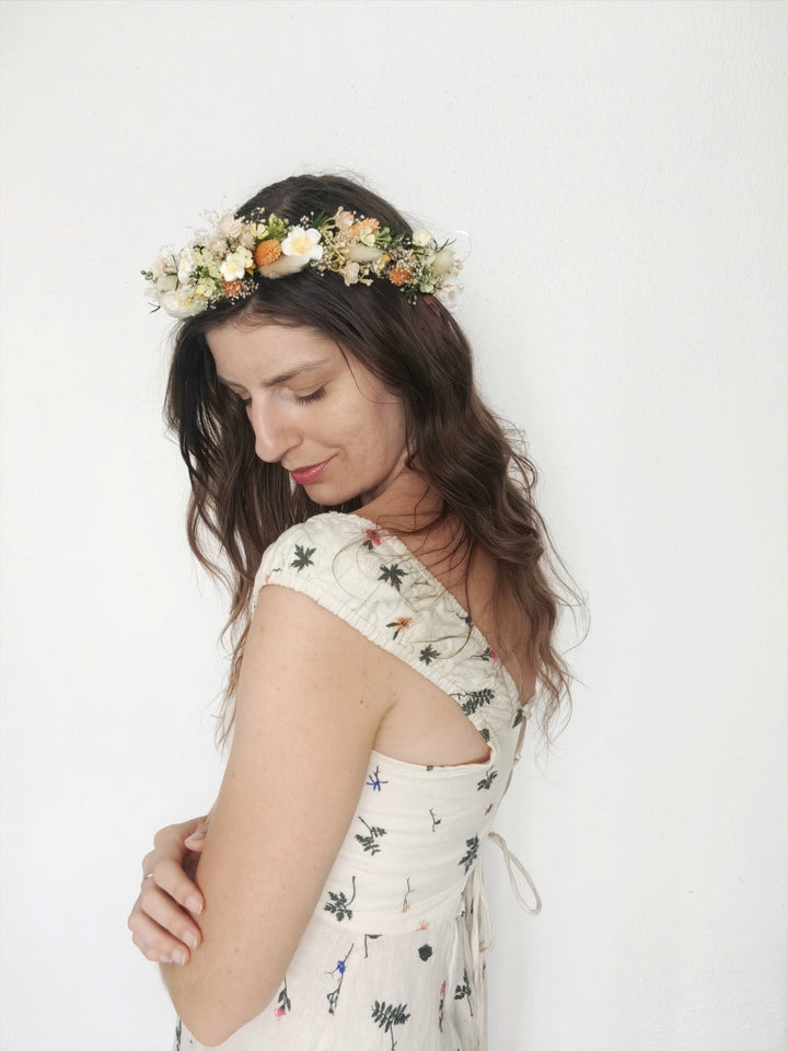 Plumeria Flower Wreath: Boho Bridal Hair, Summer Wedding – handmade floral hair accessory by magaela