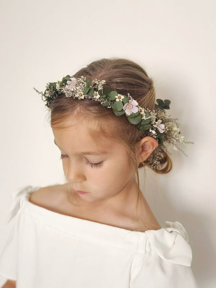Boho Wedding Flower Crown: Romantic Hair Wreath with Comb – handmade floral hair accessory by magaela