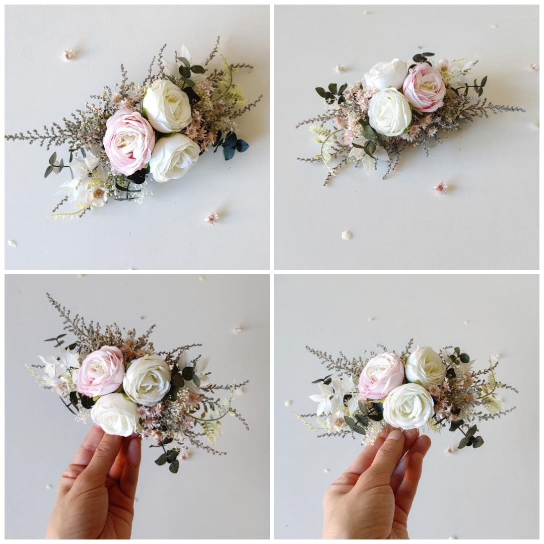 Boho Wedding Flower Crown: Romantic Hair Wreath with Comb – handmade floral hair accessory by magaela