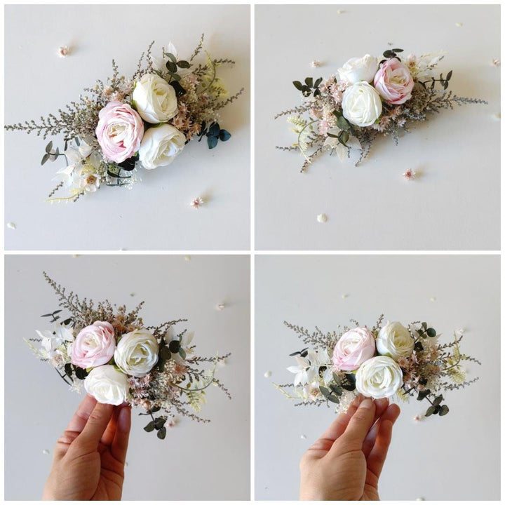 Boho Wedding Flower Crown: Romantic Hair Wreath with Comb – handmade floral hair accessory by magaela