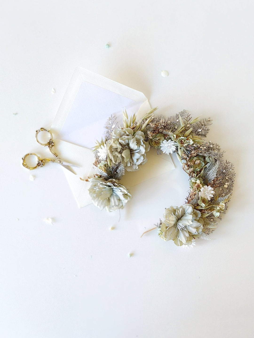 Vintage Bridal Flower Crown: Mint Green Wedding Headpiece – handmade floral hair accessory by magaela