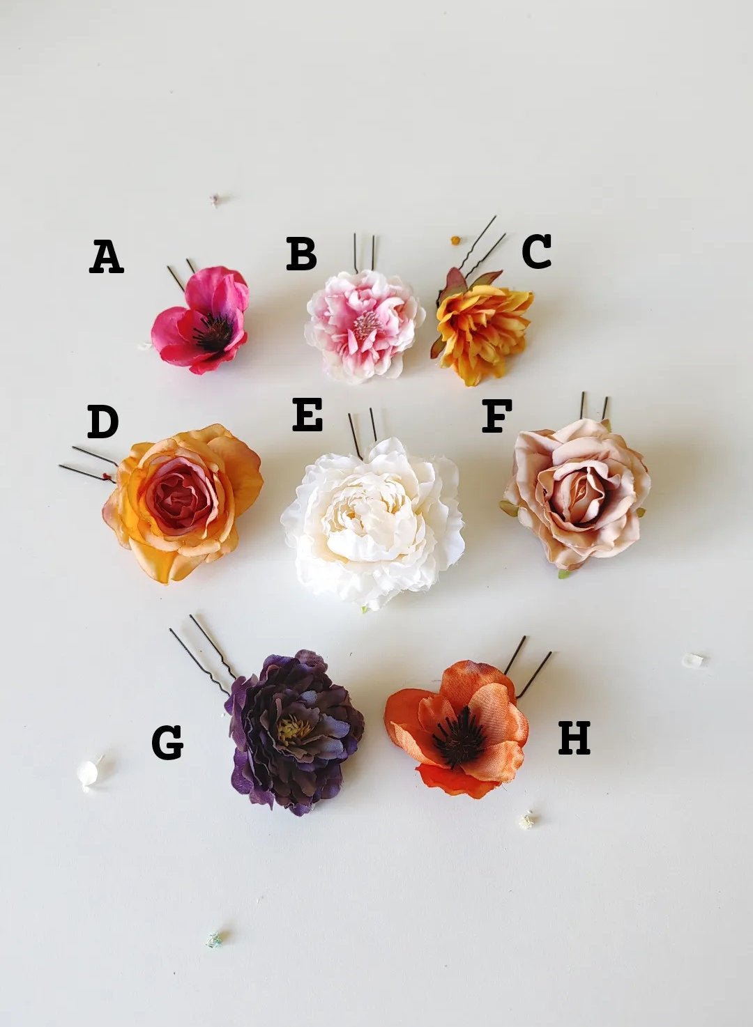 Frida Flower Hairpins: Colorful Boho Wedding Hair Accessories – handmade floral hair accessory by magaela
