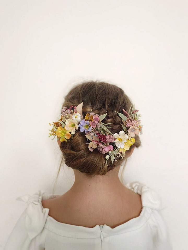 Pastel Flower Hair Pins: Boho Wedding Hair Accessories – handmade floral hair accessory by magaela