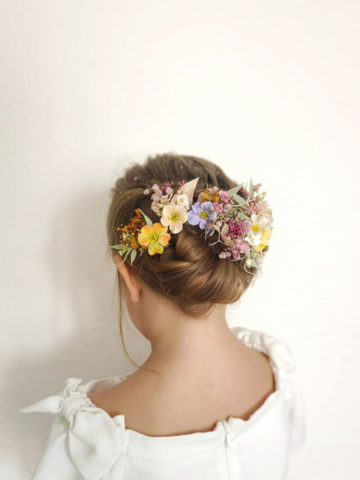 Pastel Flower Hair Pins: Boho Wedding Hair Accessories – handmade floral hair accessory by magaela
