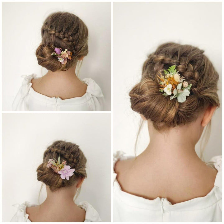 Wildflower Hair Pins: Pastel Rainbow Meadow Hair Accessories – handmade floral hair accessory by magaela