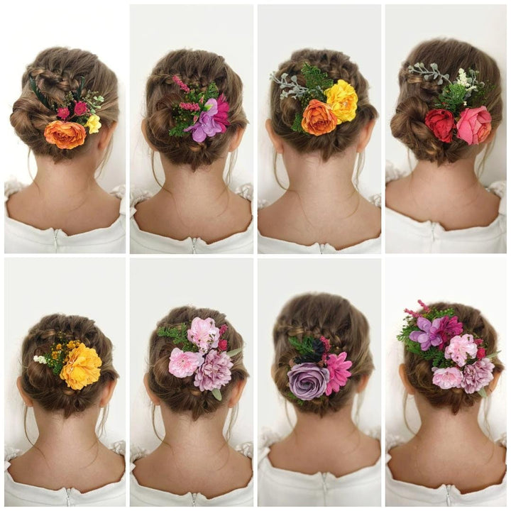 Frida Style Flower Hairpins: Colorful Boho Wedding Hair Accessories – handmade floral hair accessory by magaela