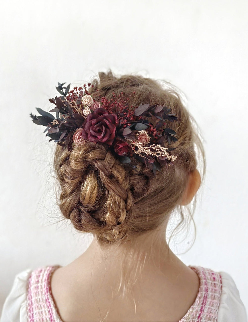 Burgundy Flower Hair Comb: Rustic Autumn Wedding Headpiece – handmade floral hair accessory by magaela