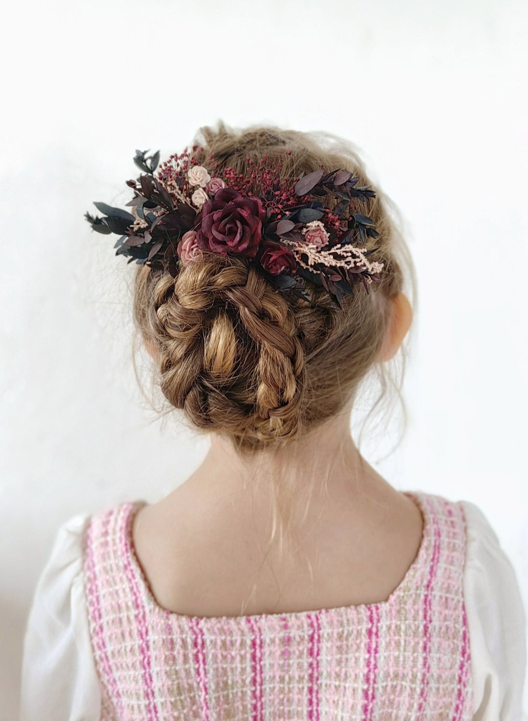 Burgundy Flower Hair Comb: Rustic Autumn Wedding Headpiece – handmade floral hair accessory by magaela