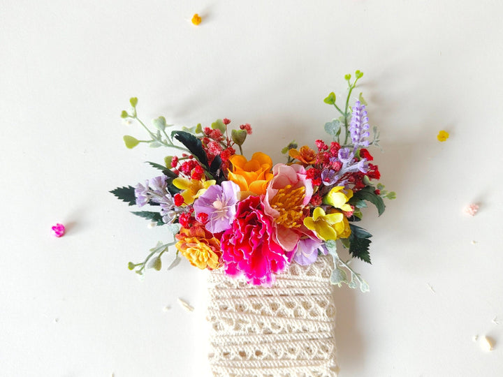 Boho Groom Boutonniere: Colorful Frida Flower Corsage – handmade floral hair accessory by magaela