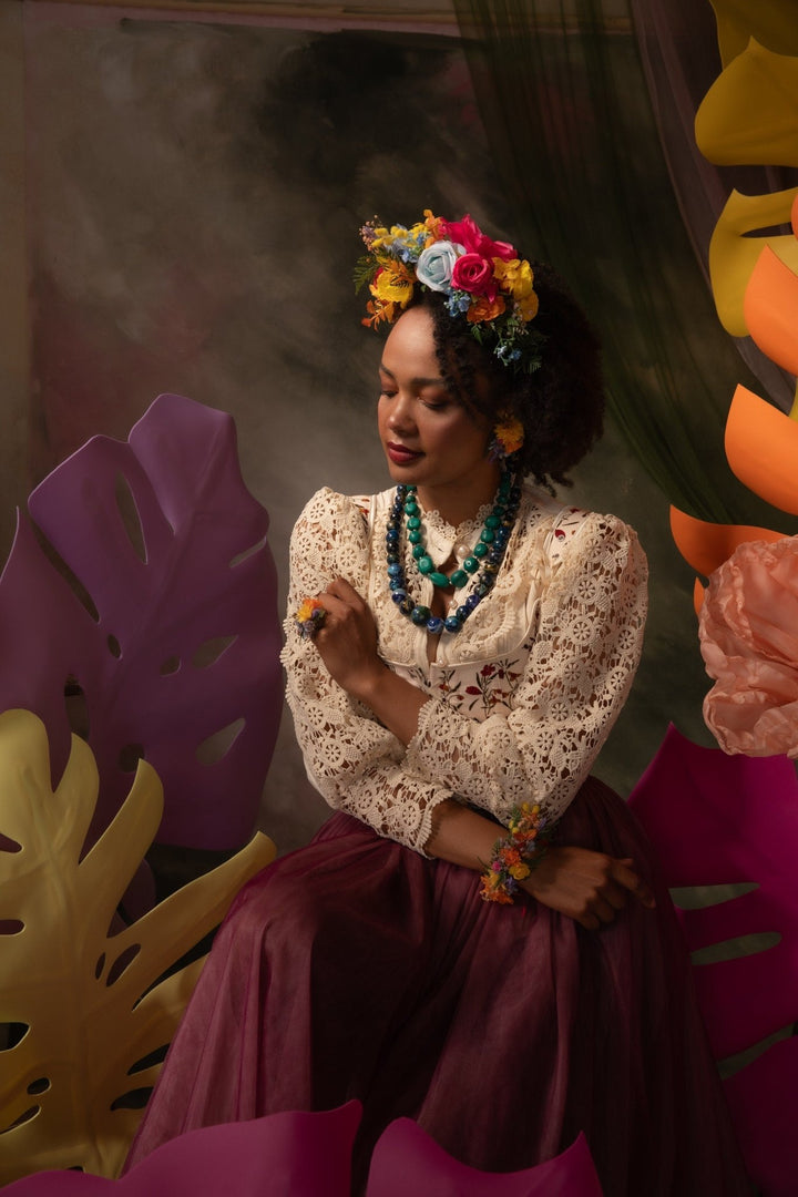 Frida Flower Headband: Magenta Floral Crown, Boho Wedding – handmade floral hair accessory by magaela