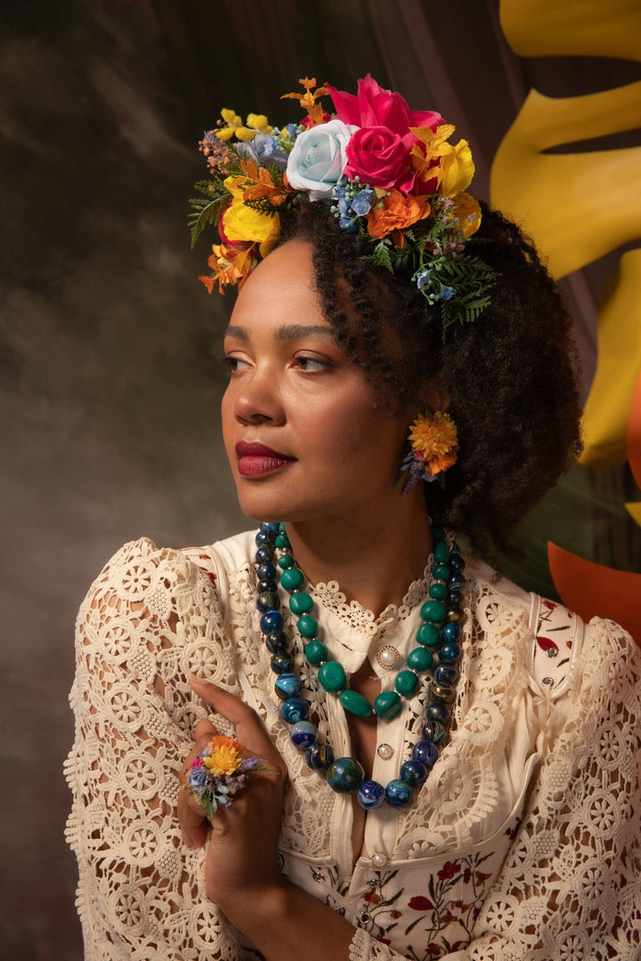 Frida Flower Headband: Magenta Floral Crown, Boho Wedding – handmade floral hair accessory by magaela