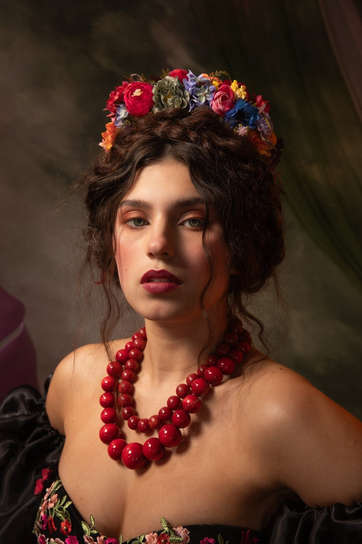 Floral Bridal Headband: Colorful Wildflower Frida Style Headpiece – handmade floral hair accessory by magaela