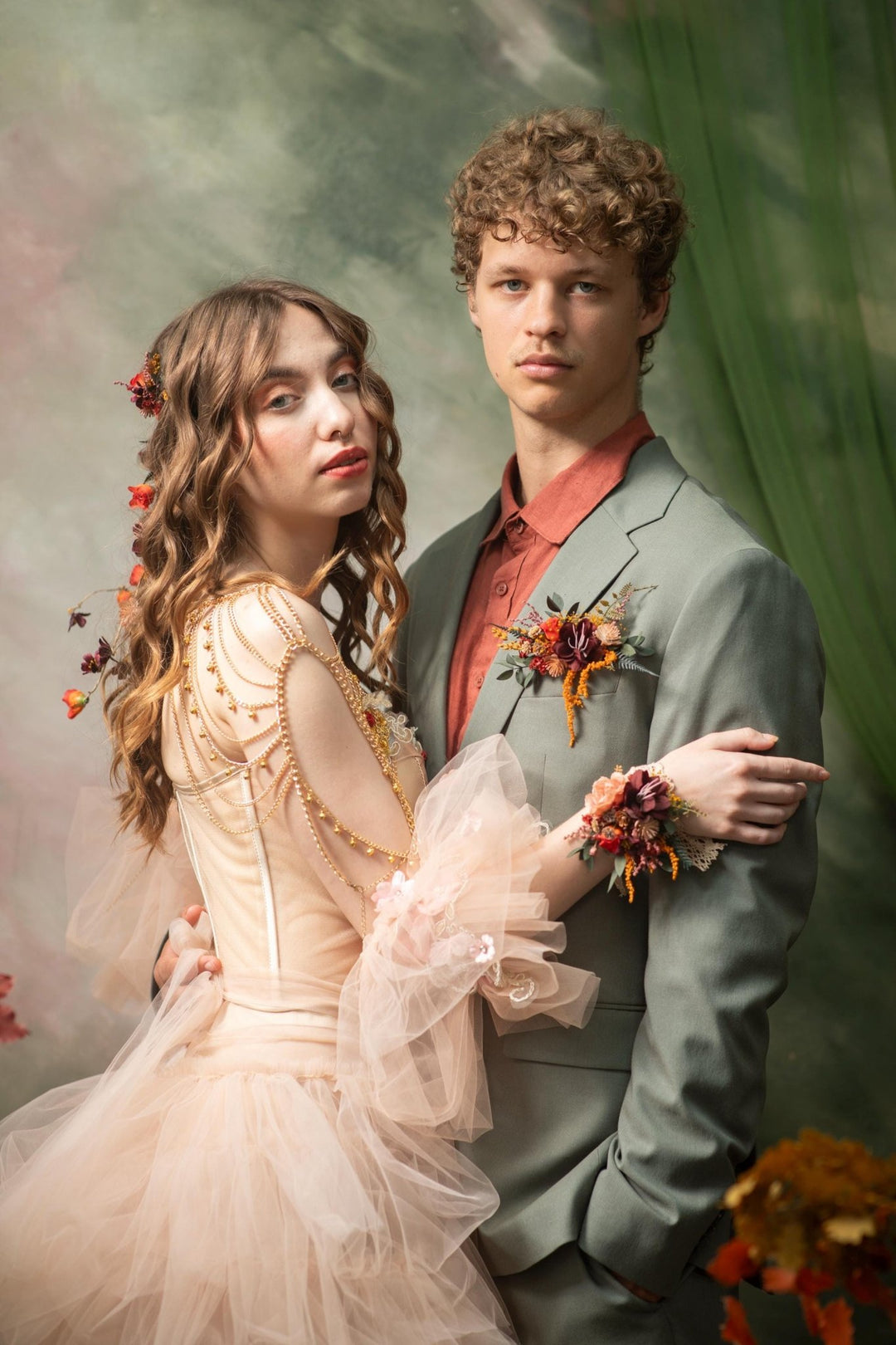 Autumn Pocket Boutonniere: Rustic Burgundy Fall Wedding Accessory – handmade floral hair accessory by magaela