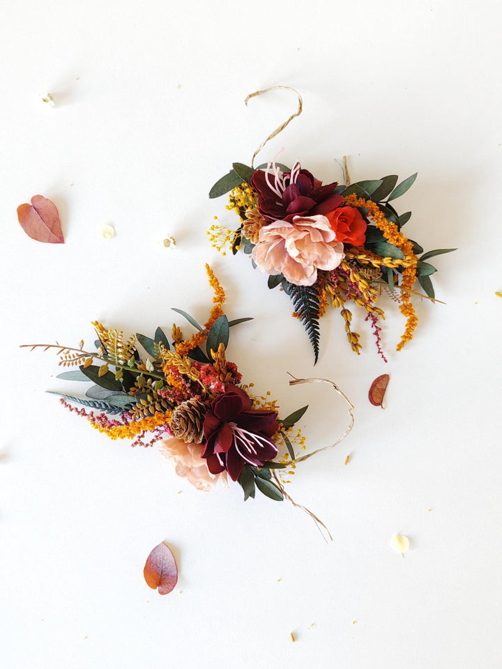 Autumn Wedding Glasses: Floral Bride & Groom Decoration – handmade floral hair accessory by magaela