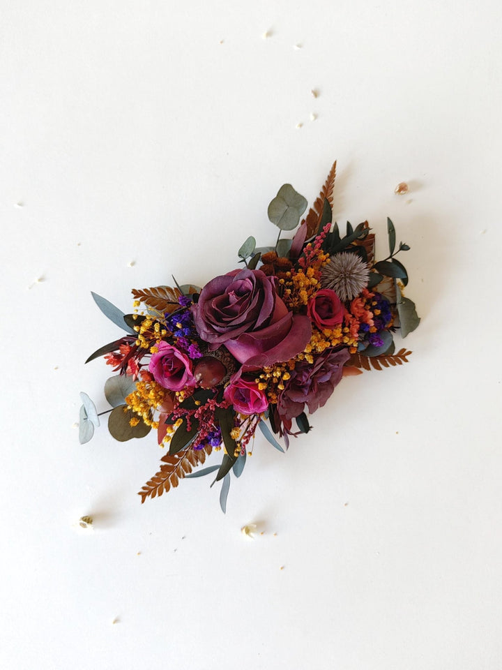 Purple Flower Hair Clip: Boho Wedding Bridal Hair Accessory – handmade floral hair accessory by magaela