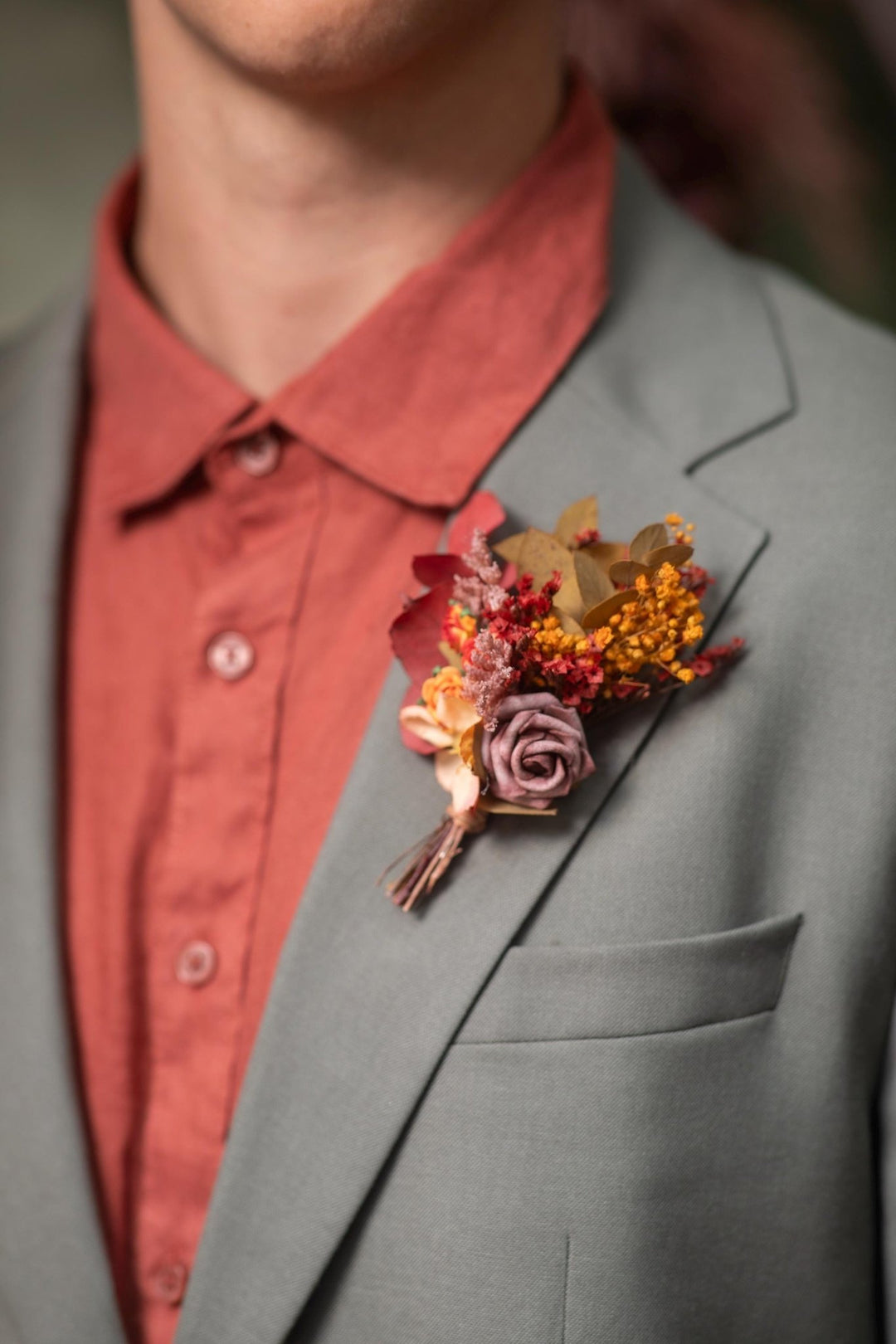 Autumn Boho Groom Boutonniere: Rustic Fall Wedding Accessory – handmade floral hair accessory by magaela