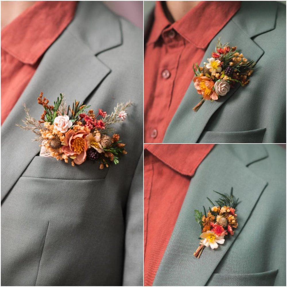 Fall Wedding Boutonniere: Rustic Groom Corsage, Preserved Flowers – handmade floral hair accessory by magaela