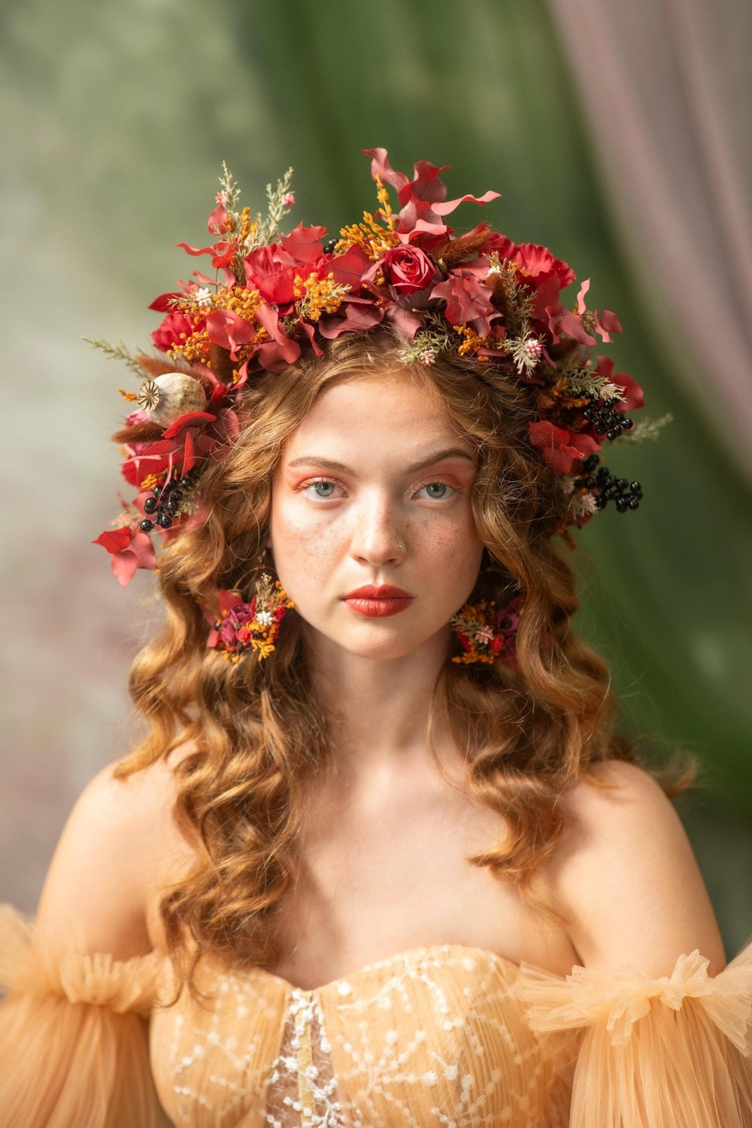 Boho Autumn Flower Crown: Woodland Wedding Hair Wreath – handmade floral hair accessory by magaela