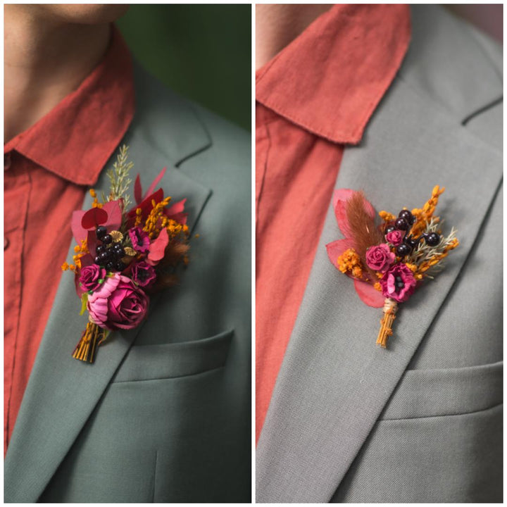 Autumn Flower Boutonniere: Rustic Wedding Groom Accessory – handmade floral hair accessory by magaela