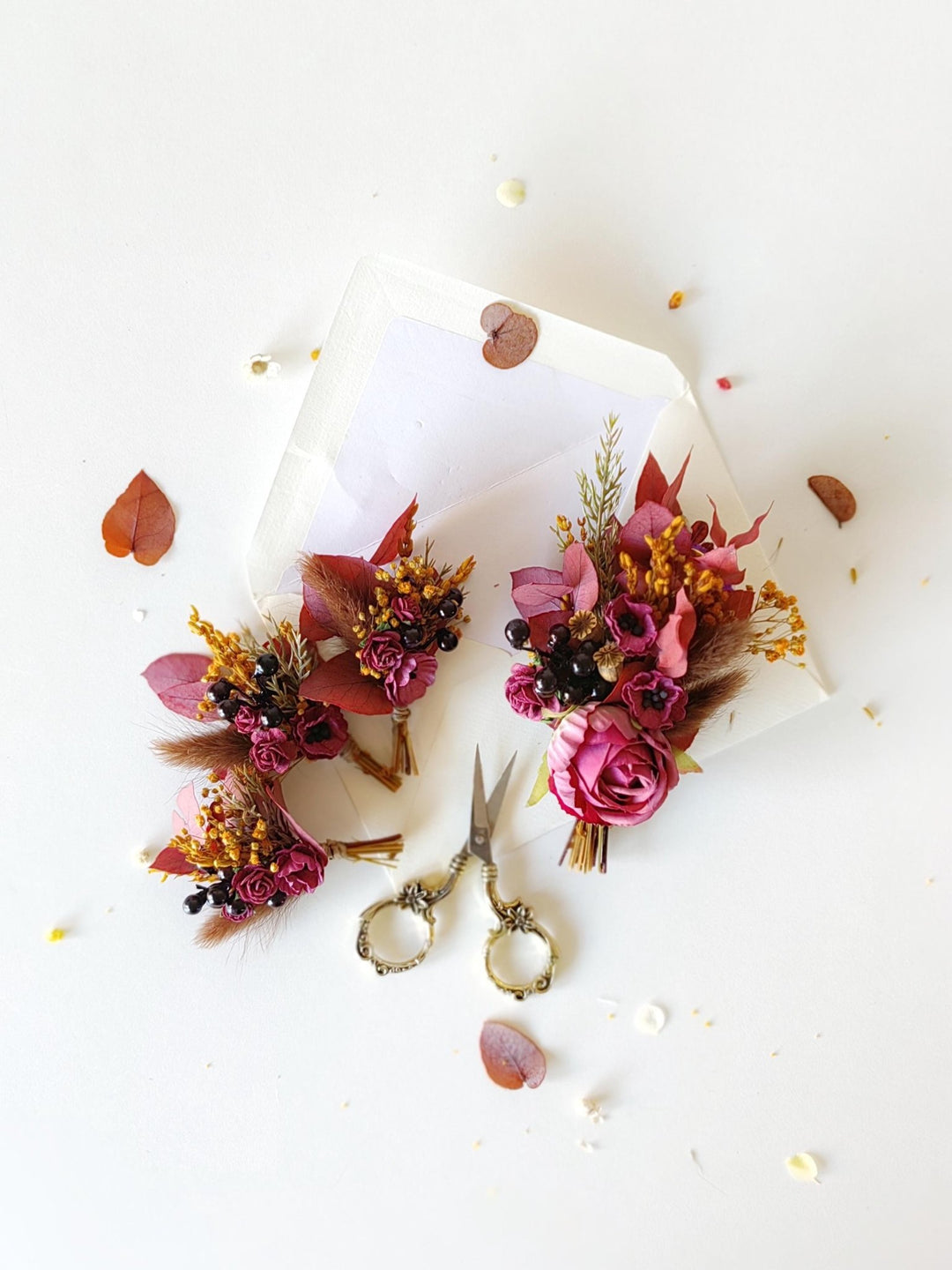 Autumn Flower Boutonniere: Rustic Wedding Groom Accessory – handmade floral hair accessory by magaela