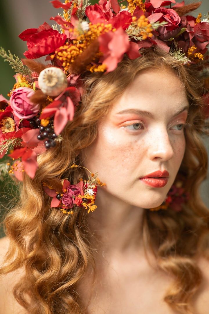 Autumn Flower Earrings: Woodland Wedding Jewelry – handmade floral hair accessory by magaela