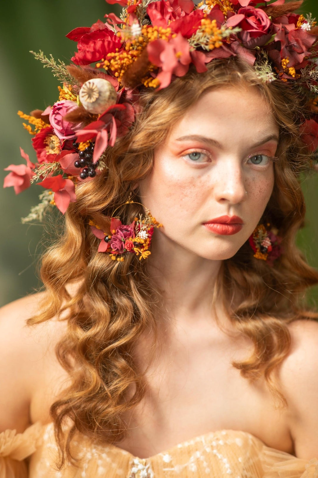 Autumn Flower Earrings: Woodland Wedding Jewelry – handmade floral hair accessory by magaela